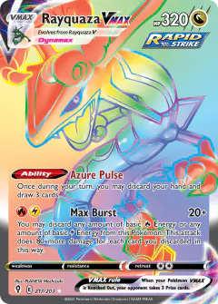 Rayquaza VMAX Rare Rainbow card from Evolving Skies