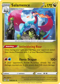 Salamence Rare Holo card from Evolving Skies