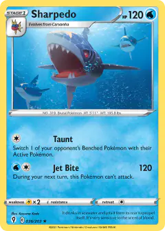 Sharpedo Rare card from Evolving Skies