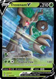 Trevenant V Rare Holo V card from Evolving Skies