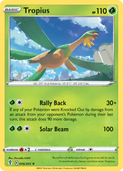 Tropius Rare card from Evolving Skies