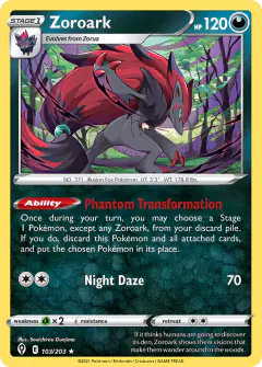 Zoroark Rare Holo card from Evolving Skies