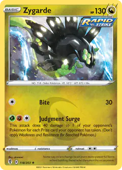Zygarde Rare Holo card from Evolving Skies