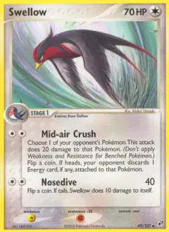 Swellow Uncommon card from EX Deoxys