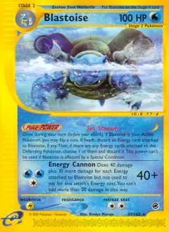 Blastoise Rare card from Expedition Base Set