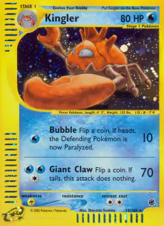 Kingler Rare Holo card from Expedition Base Set
