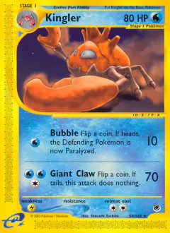 Kingler Rare card from Expedition Base Set