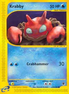 Krabby Common card from Expedition Base Set