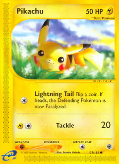 Pikachu Common card from Expedition Base Set
