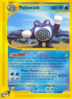 Poliwrath Rare card from Expedition Base Set