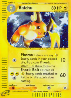 Raichu Rare Holo card from Expedition Base Set