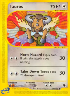 Tauros Common card from Expedition Base Set