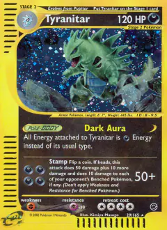 Tyranitar Rare Holo card from Expedition Base Set