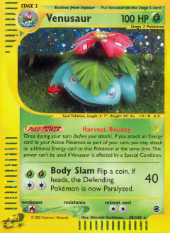 Venusaur Rare Holo card from Expedition Base Set