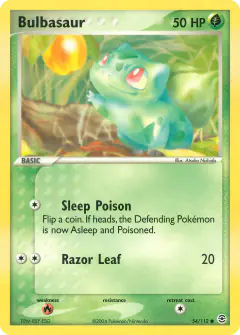 Bulbasaur Common card from FireRed & LeafGreen