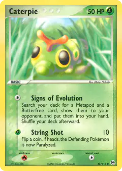 Caterpie Common card from FireRed & LeafGreen