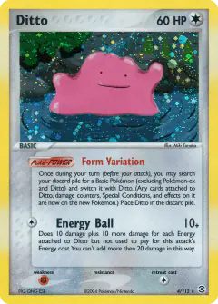 Ditto Rare Holo card from FireRed & LeafGreen