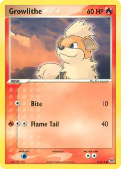 Growlithe Common card from FireRed & LeafGreen