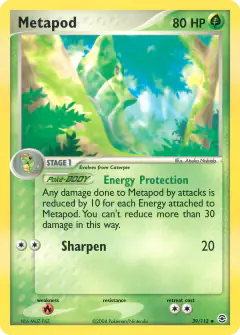 Metapod Uncommon card from FireRed & LeafGreen
