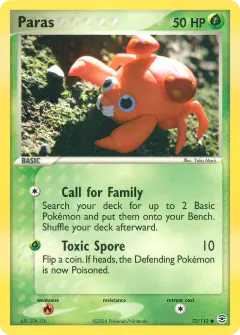 Paras Common card from FireRed & LeafGreen