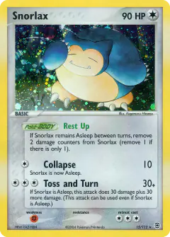 Snorlax Rare Holo card from FireRed & LeafGreen