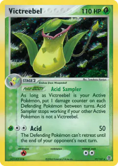 Victreebel Rare Holo card from FireRed & LeafGreen