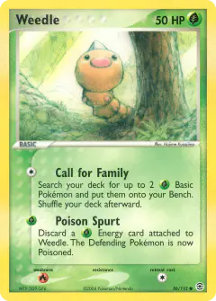 Weedle Common card from FireRed & LeafGreen