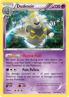 Dusknoir Rare Holo card from Flashfire