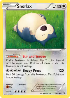 Snorlax Rare card from Flashfire