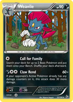 Weavile Rare card from Flashfire