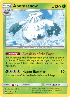 Abomasnow Rare card from Forbidden Light