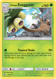 Alolan Exeggutor Rare card from Forbidden Light