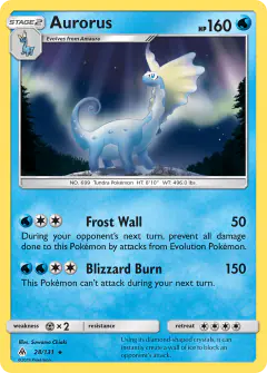 Aurorus Rare Holo card from Forbidden Light