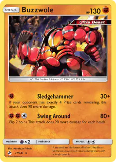 Buzzwole Rare card from Forbidden Light