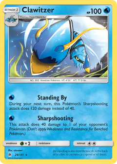Clawitzer Rare card from Forbidden Light