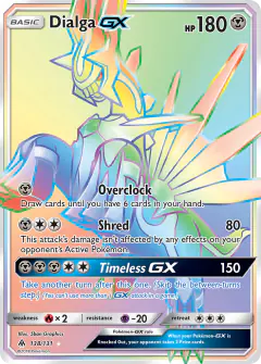 Dialga-GX Rare Rainbow card from Forbidden Light