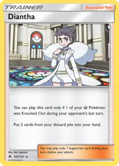 Diantha Rare Holo card from Forbidden Light