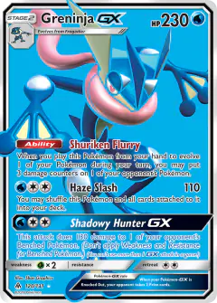 Greninja-GX Rare Ultra card from Forbidden Light