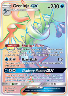 Greninja-GX Rare Rainbow card from Forbidden Light