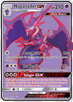 Naganadel-GX Rare Ultra card from Forbidden Light