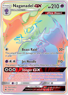 Naganadel-GX Rare Rainbow card from Forbidden Light