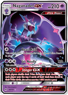 Naganadel-GX Rare Holo GX card from Forbidden Light