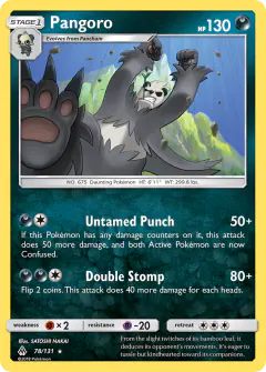 Pangoro Rare card from Forbidden Light