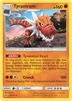 Tyrantrum Rare Holo card from Forbidden Light