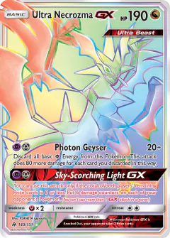 Ultra Necrozma-GX Rare Rainbow card from Forbidden Light