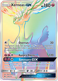 Xerneas-GX Rare Rainbow card from Forbidden Light