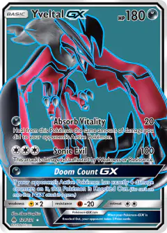 Yveltal-GX Rare Ultra card from Forbidden Light