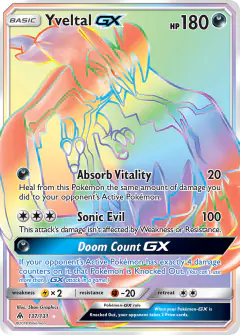 Yveltal-GX Rare Rainbow card from Forbidden Light