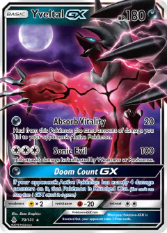 Yveltal-GX Rare Holo GX card from Forbidden Light
