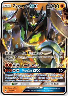 Zygarde-GX Rare Holo GX card from Forbidden Light